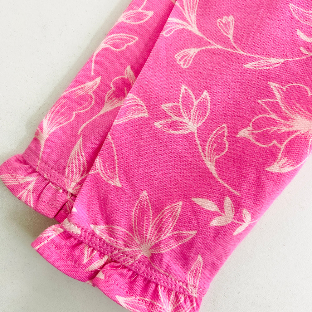 Pack of 2 Toddler Baby Girls 3/4 Cotton Ruffle Leggings