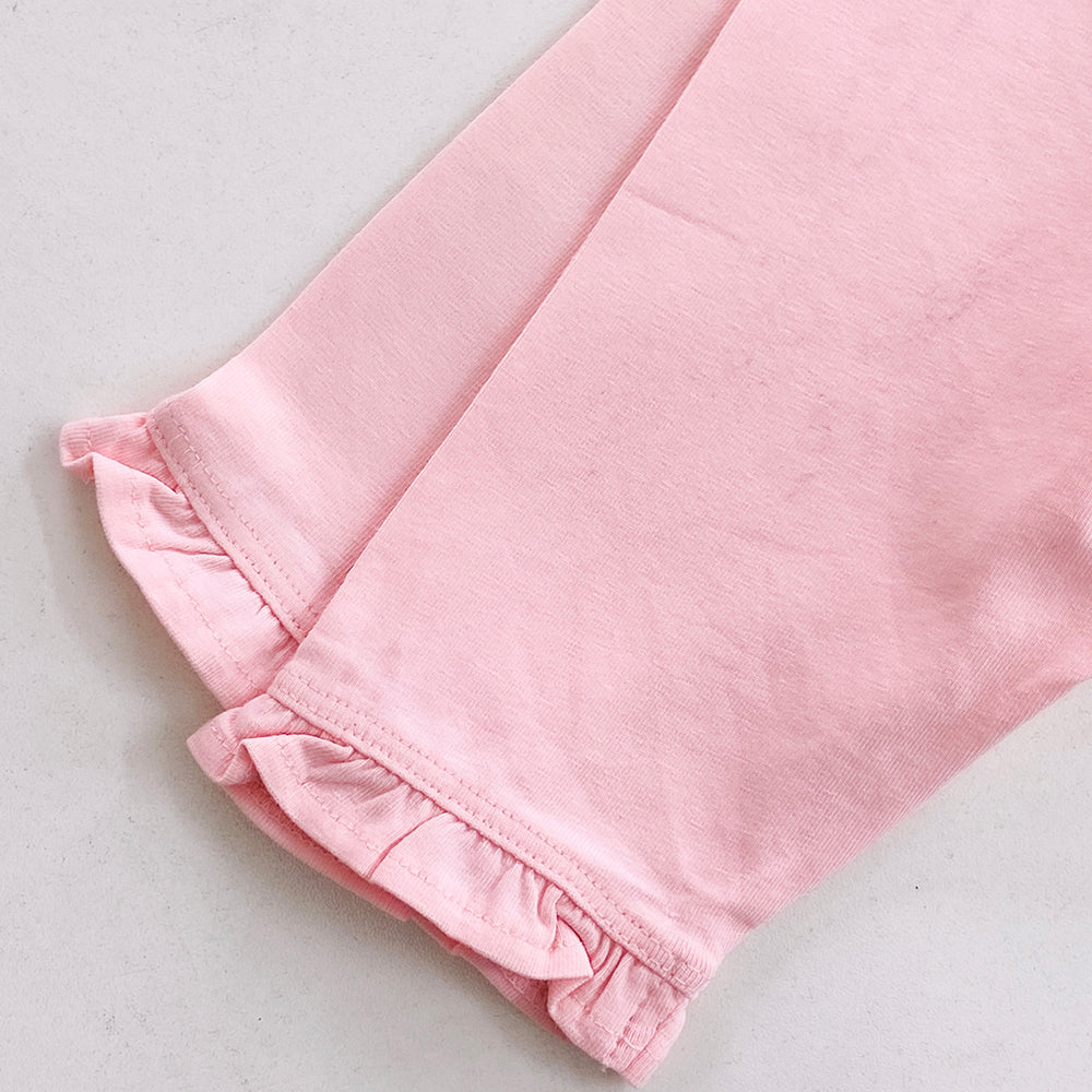 Pack of 2 Toddler Baby Girls 3/4 Cotton Ruffle Leggings