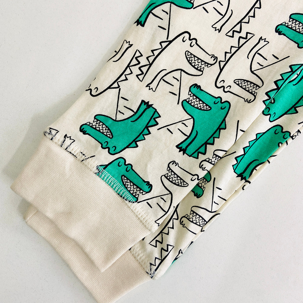 Girls Elasticated Printed Cotton Pajama With Ankle Cuff