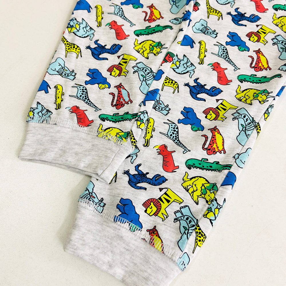 Girls Elasticated Printed Cotton Pajama With Ankle Cuff