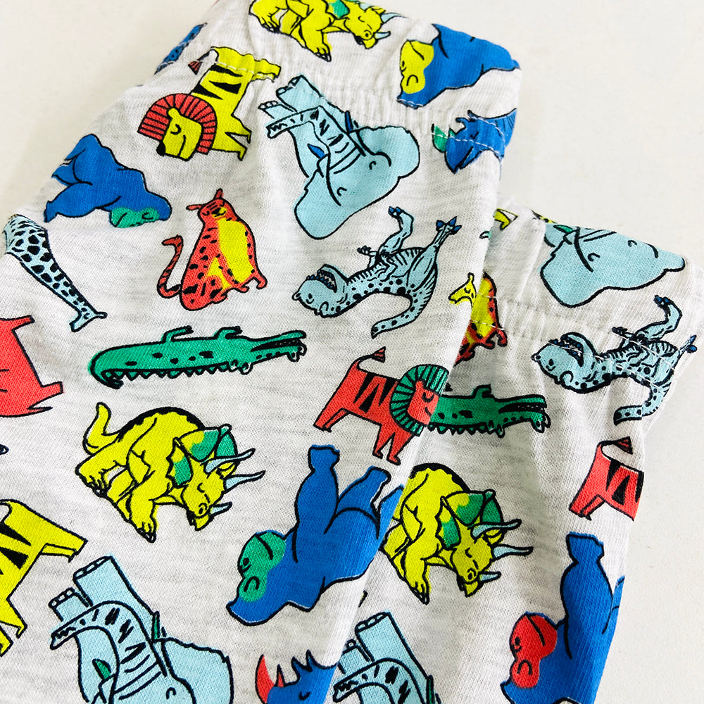 Girls Elasticated Printed Cotton Pajama With Ankle Cuff