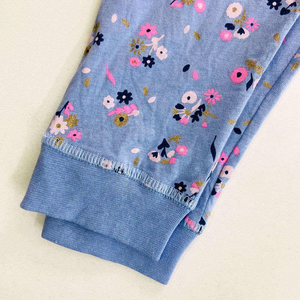 Girls Elasticated Printed Cotton Pajama With Ankle Cuff
