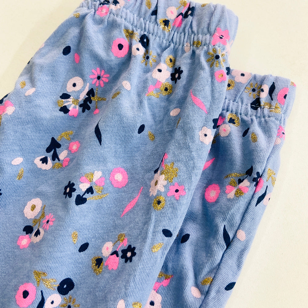 Girls Elasticated Printed Cotton Pajama With Ankle Cuff