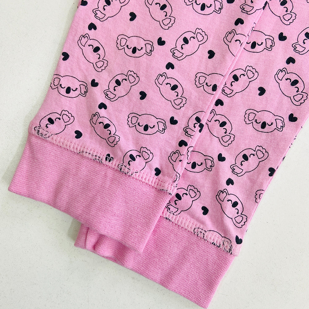 Girls Elasticated Printed Cotton Pajama With Ankle Cuff