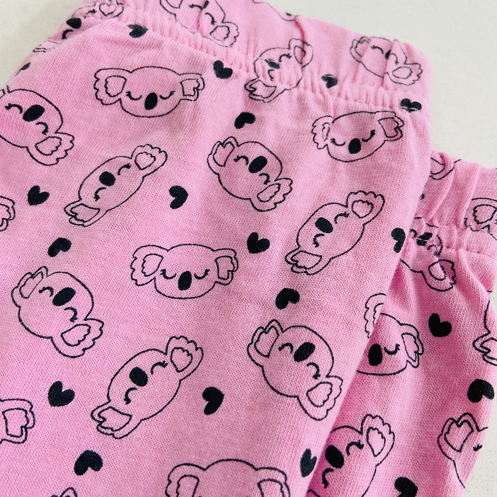 Girls Elasticated Printed Cotton Pajama With Ankle Cuff