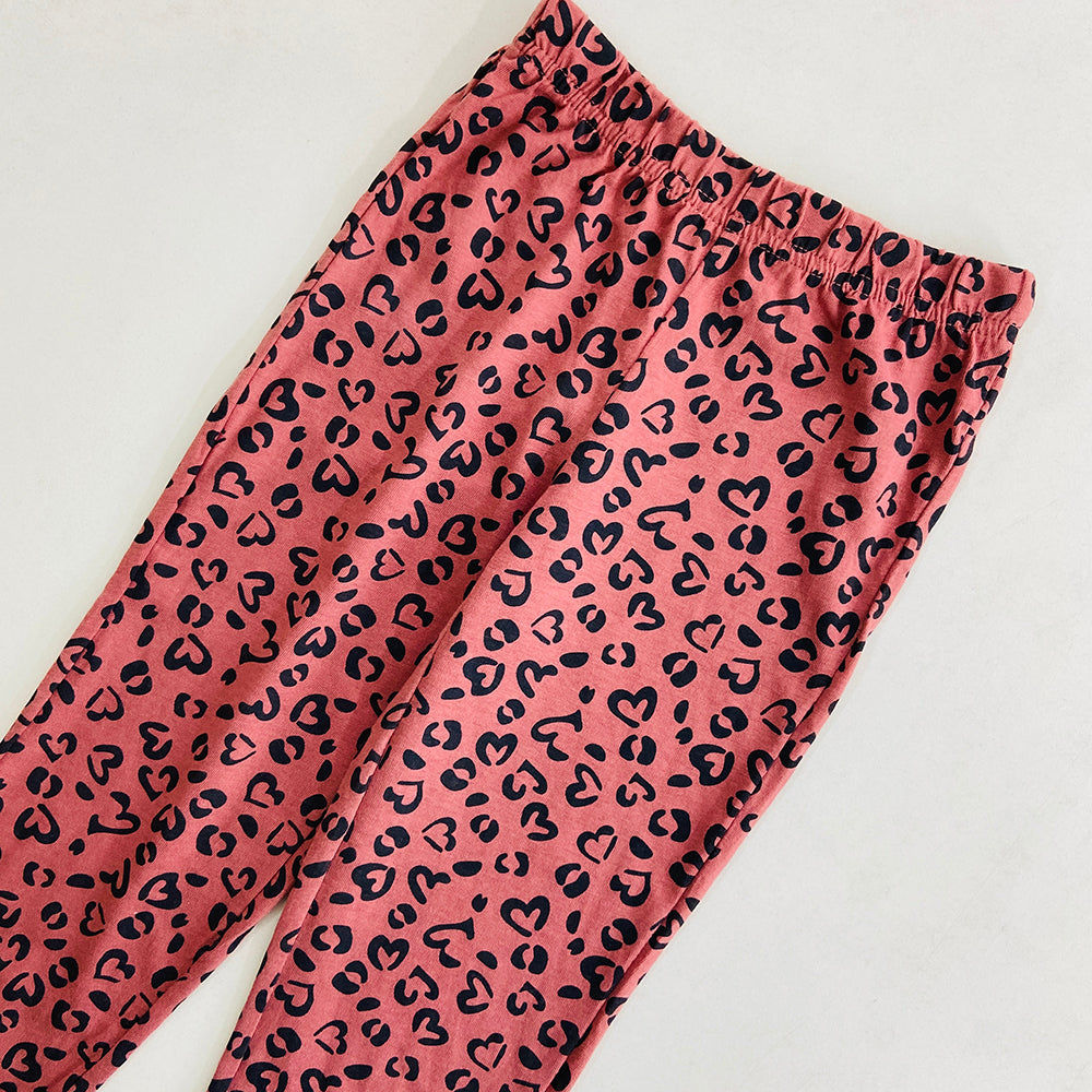 Girls Elasticated Printed Cotton Pajama With Ankle Cuff
