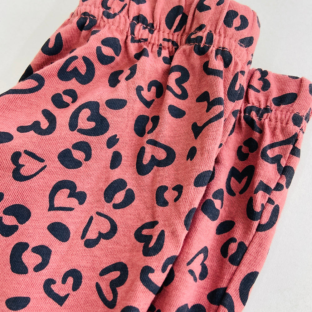 Girls Elasticated Printed Cotton Pajama With Ankle Cuff