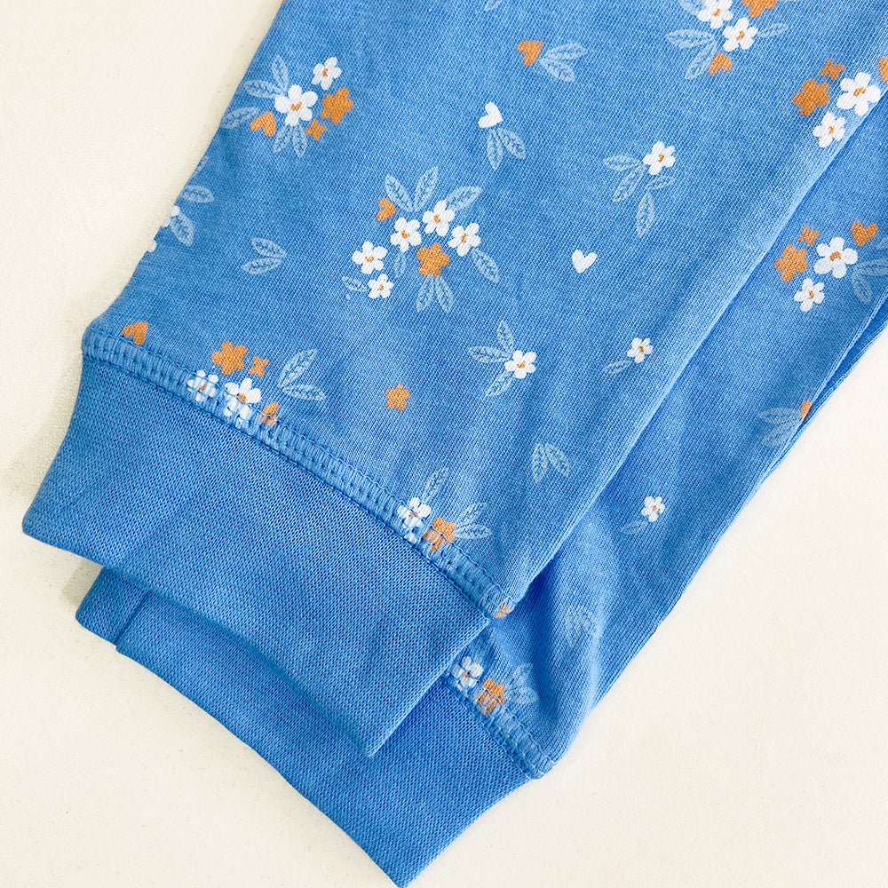 Girls Elasticated Printed Cotton Pajama With Ankle Cuff