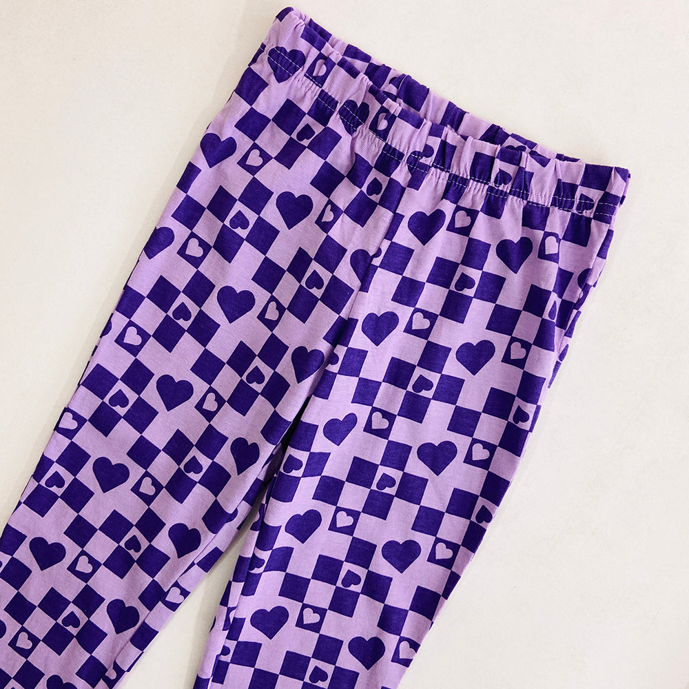 Girls Elasticated Printed Cotton Pajama With Ankle Cuff