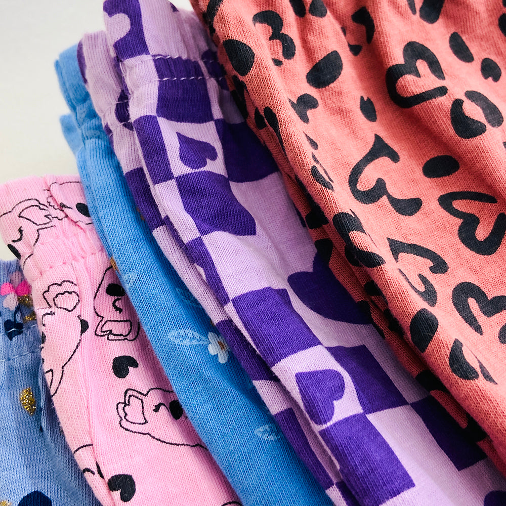 Girls Elasticated Printed Cotton Pajama With Ankle Cuff