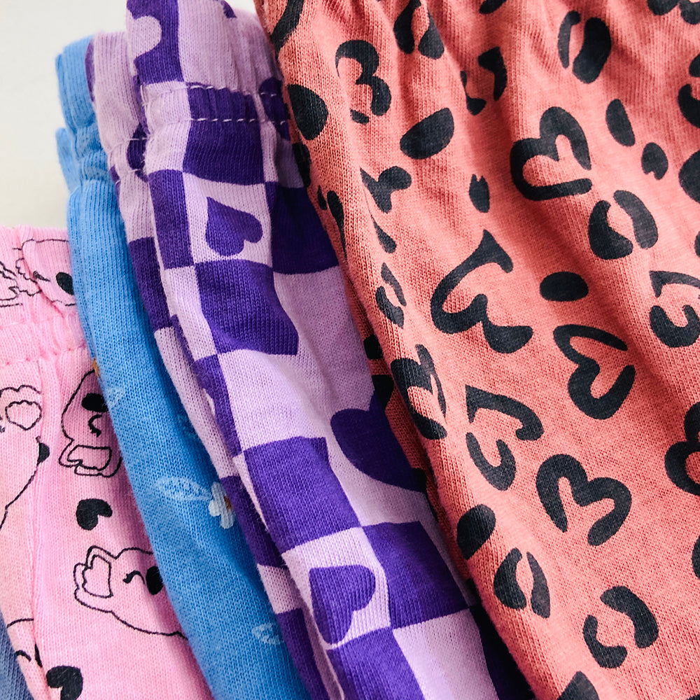 Girls Elasticated Printed Cotton Pajama With Ankle Cuff