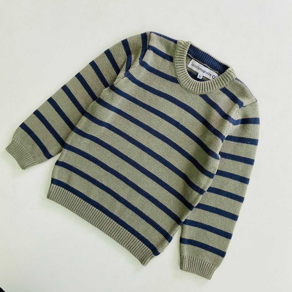Boys Long Sleeve Striped Pullover Sweater