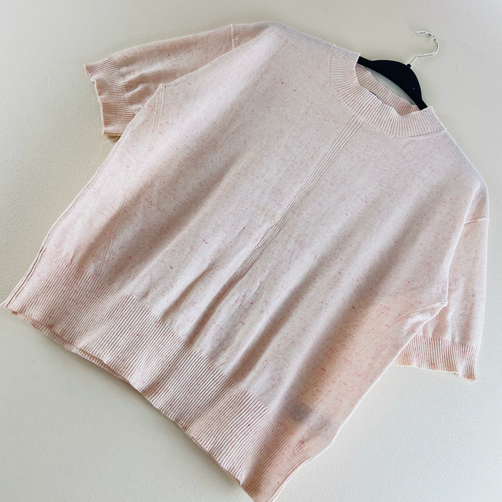 Ladies Short Sleeved Cotton Blend Knit Jumper Sweater