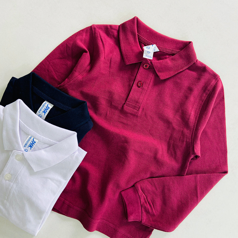 Kids Unisex Full Sleeve Pique Polo T-Shirt