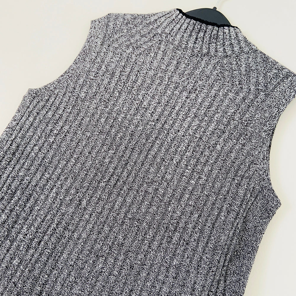 Womens Ribbed Funnel Neck Sleeveless Jumper