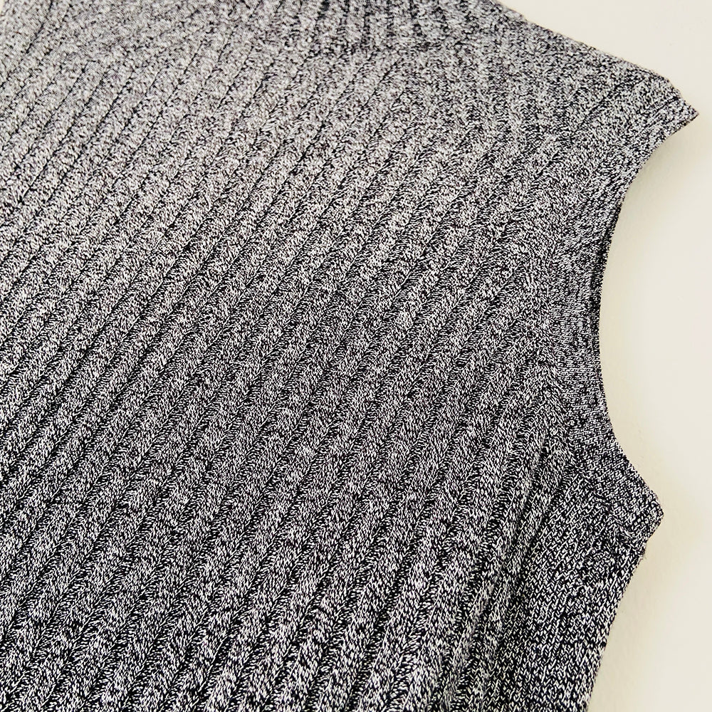Womens Ribbed Funnel Neck Sleeveless Jumper