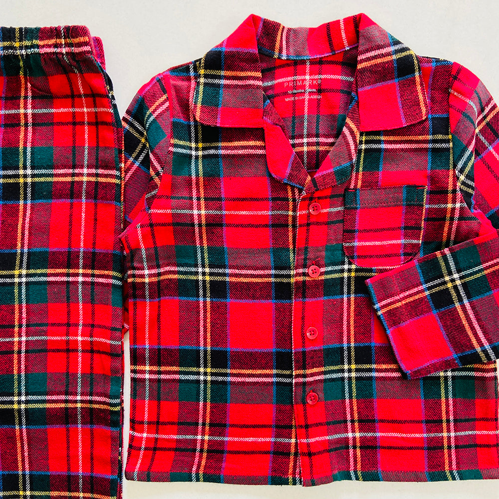 Toddler Baby Checked Flannel Night Pyjama Set