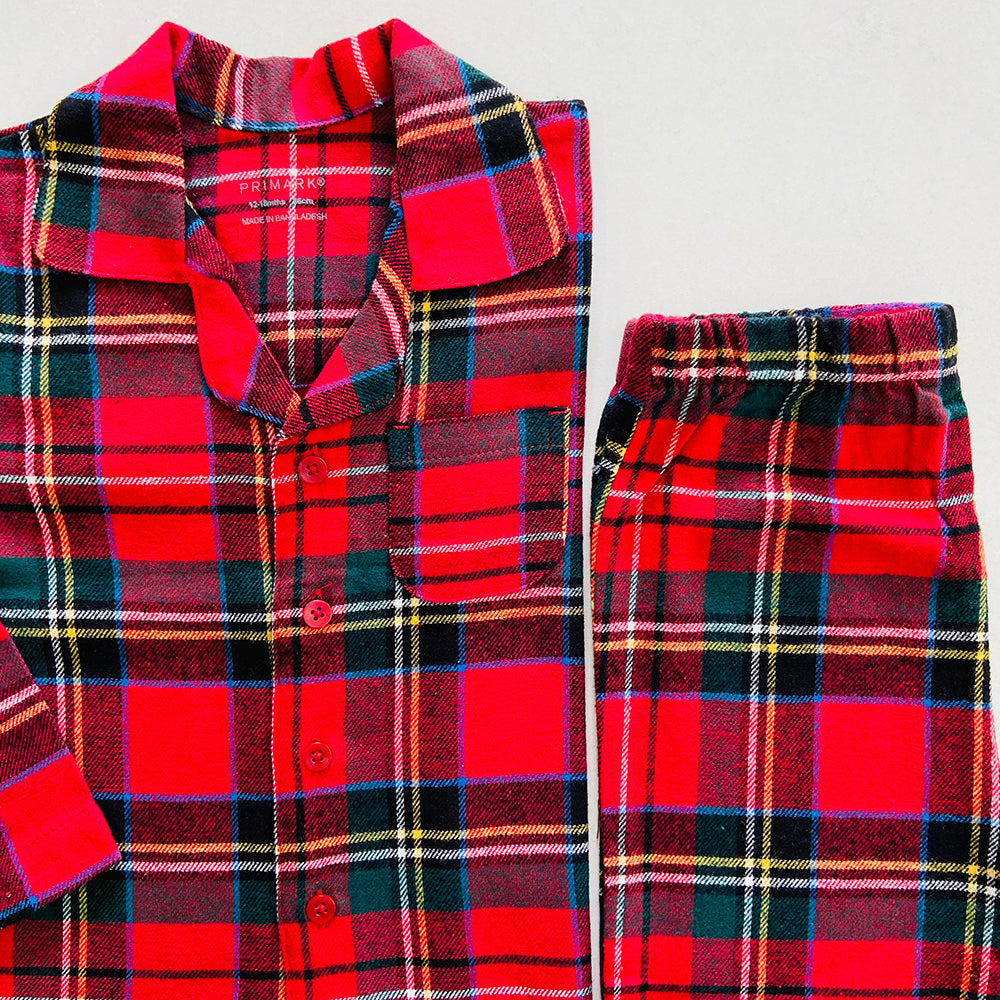Toddler Baby Checked Flannel Night Pyjama Set