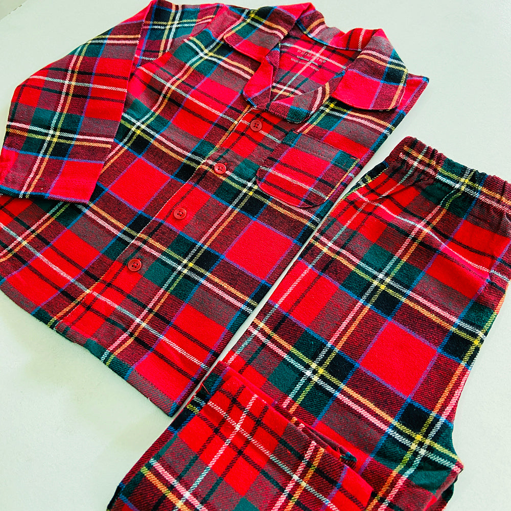 Toddler Baby Checked Flannel Night Pyjama Set