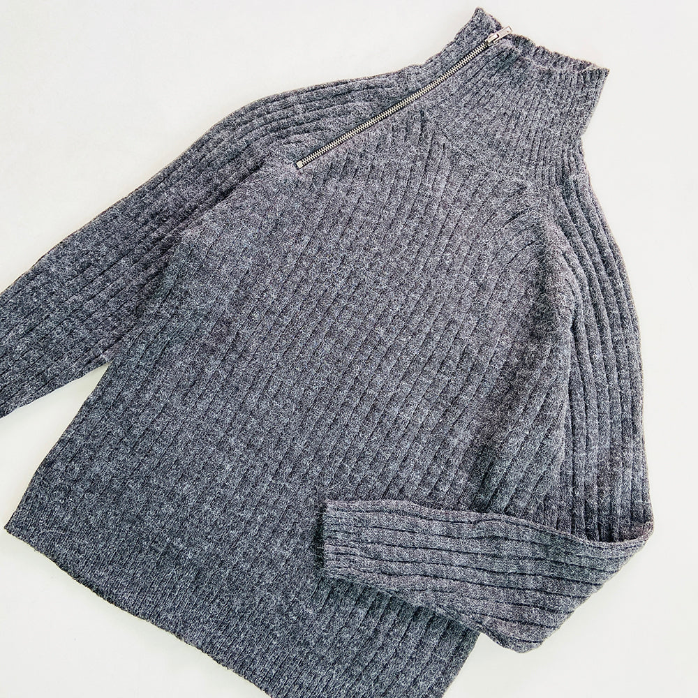 Womens Long Sleeve High Neck Ribbed Jumper Sweater