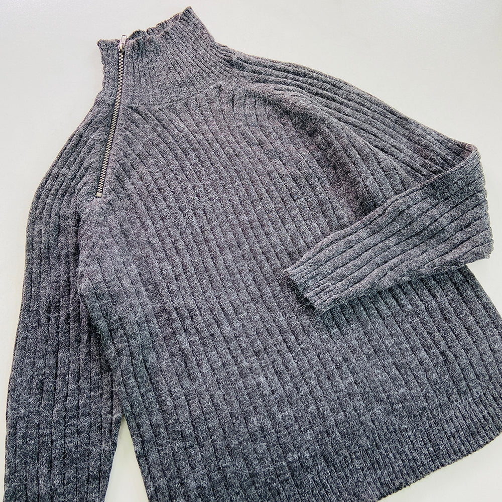 Womens Long Sleeve High Neck Ribbed Jumper Sweater