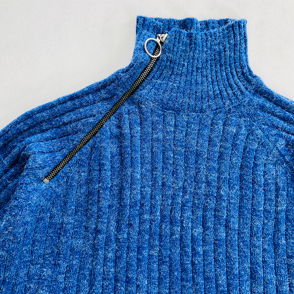 Womens Long Sleeve High Neck Ribbed Jumper Sweater