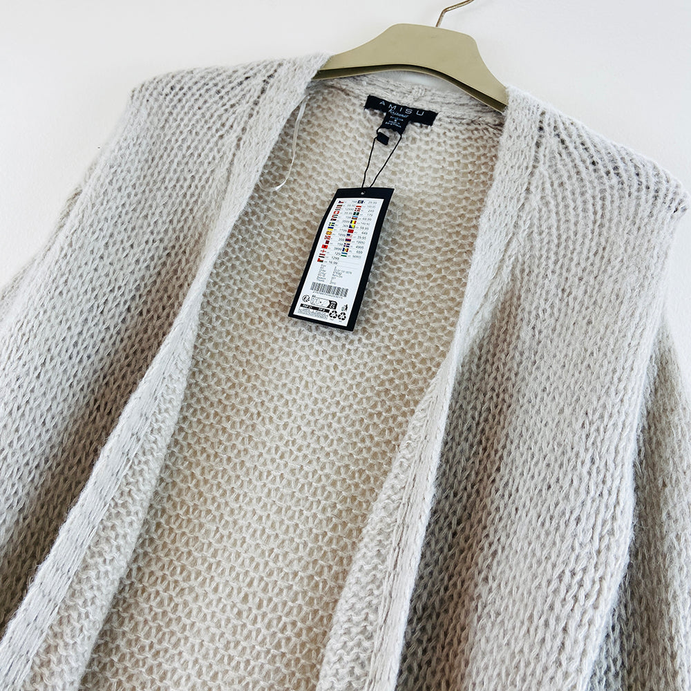 Womens Long Waffle Knit Open Cardigan