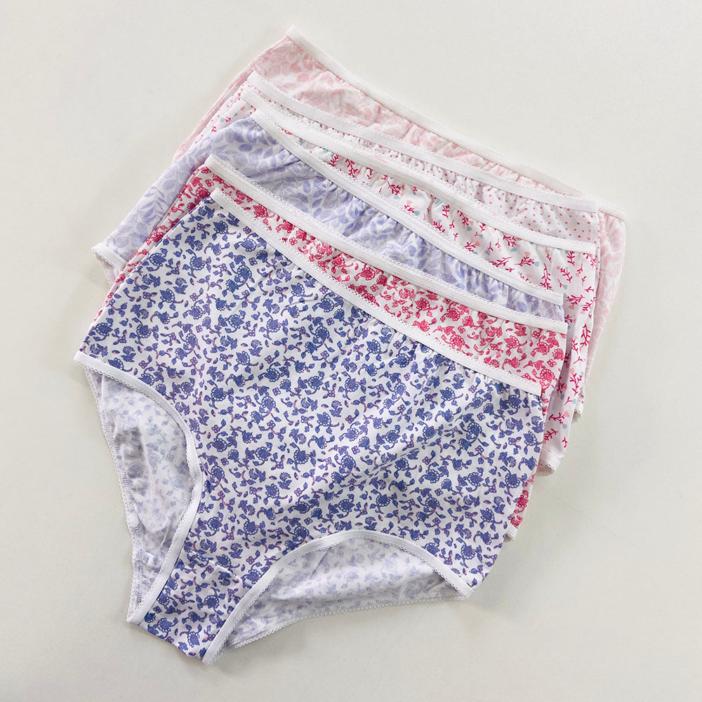 Pack of 4 Ladies High Waisted Full Back Coverage Printed Brief Panty