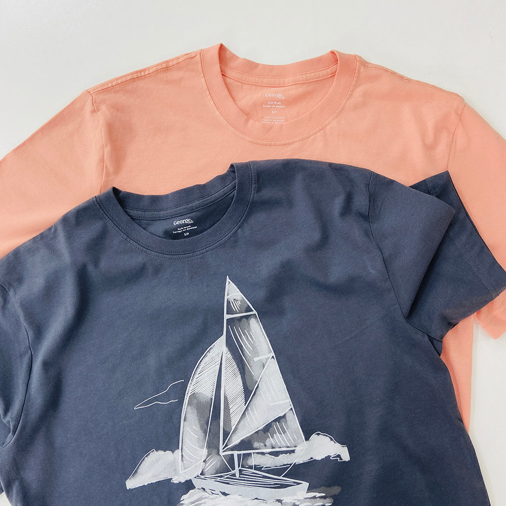 Mens Short Sleeve Crew Neck Graphic Print T-Shirt
