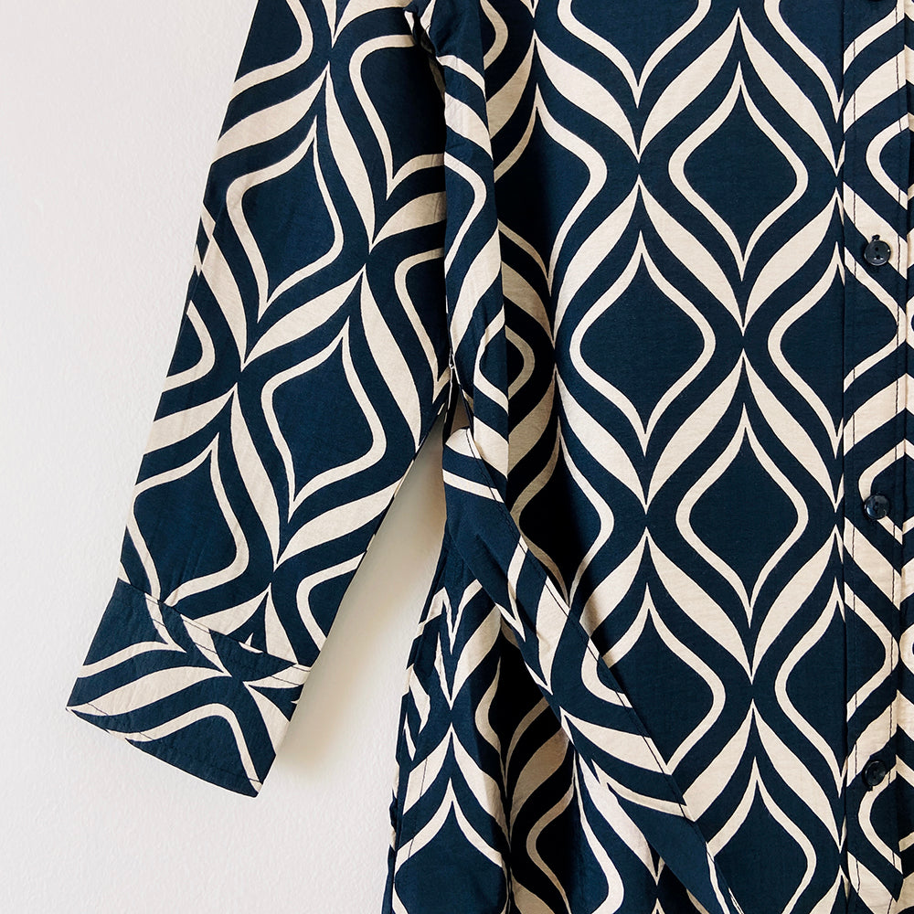 Womens Full Sleeve Abstract Midi Length Shirt Dress