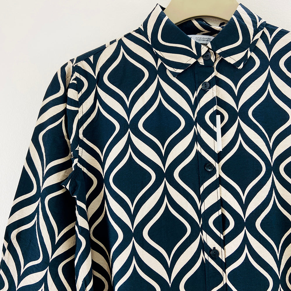 Womens Full Sleeve Abstract Midi Length Shirt Dress
