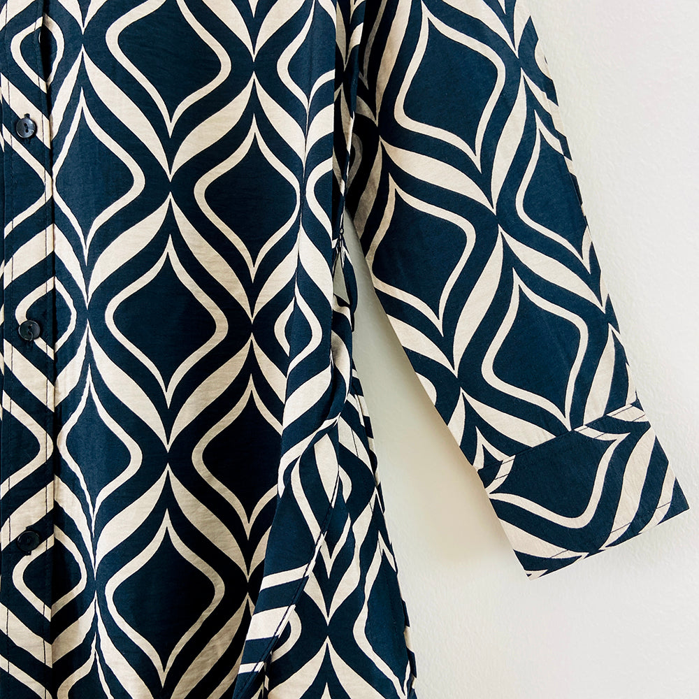 Womens Full Sleeve Abstract Midi Length Shirt Dress