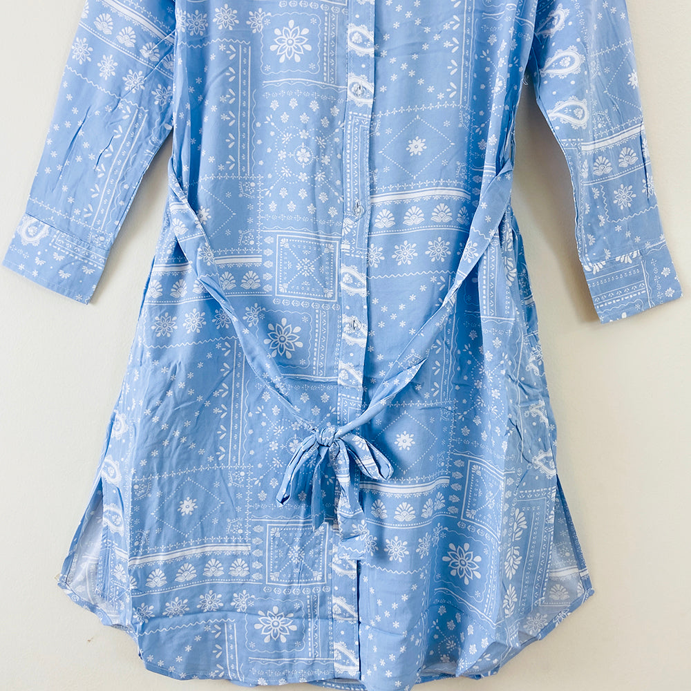 Womens Full Sleeve Abstract Midi Length Shirt Dress