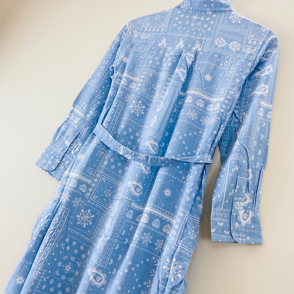 Womens Full Sleeve Abstract Midi Length Shirt Dress
