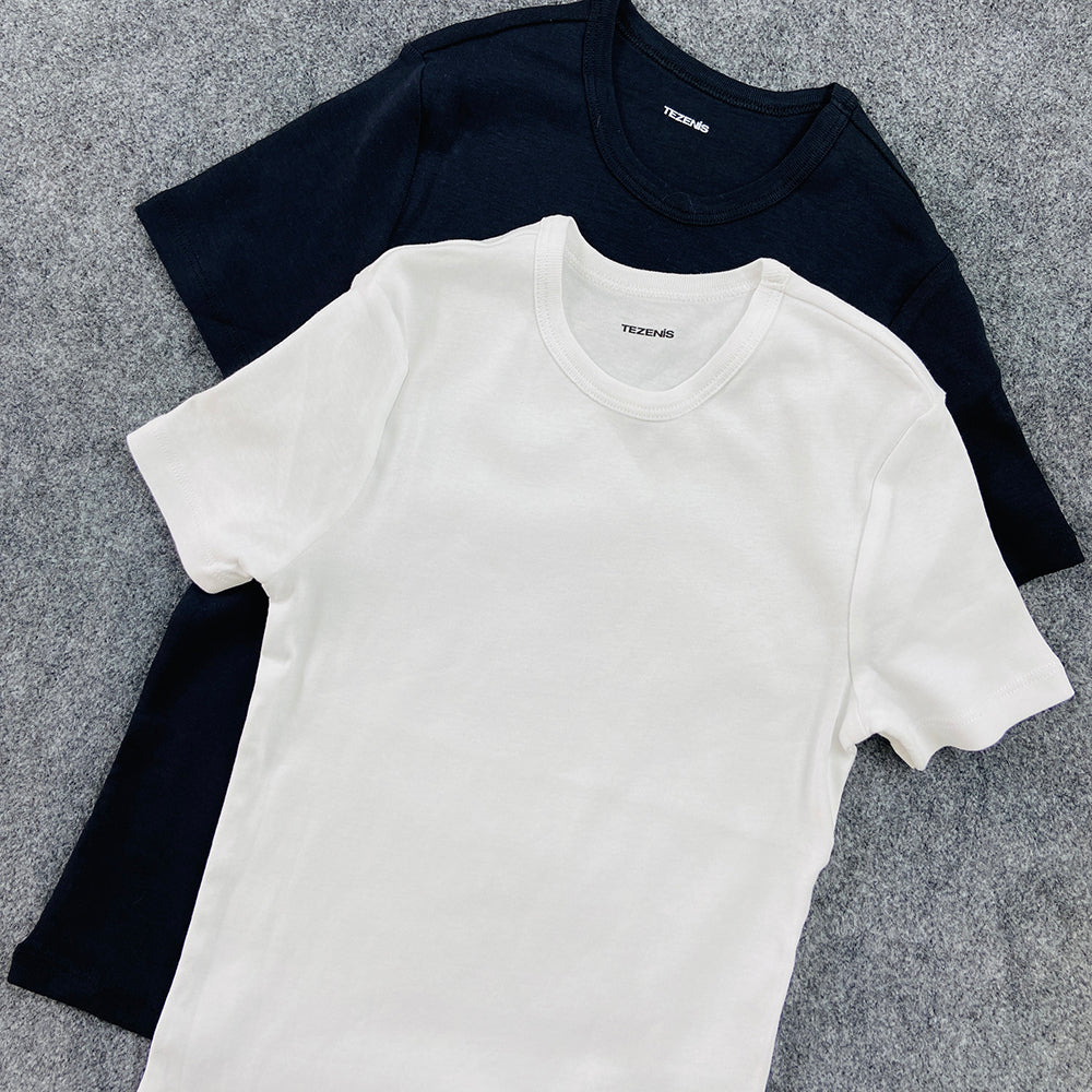 Pack of 2 Girls Basic Round Neck Cotton Undershirt