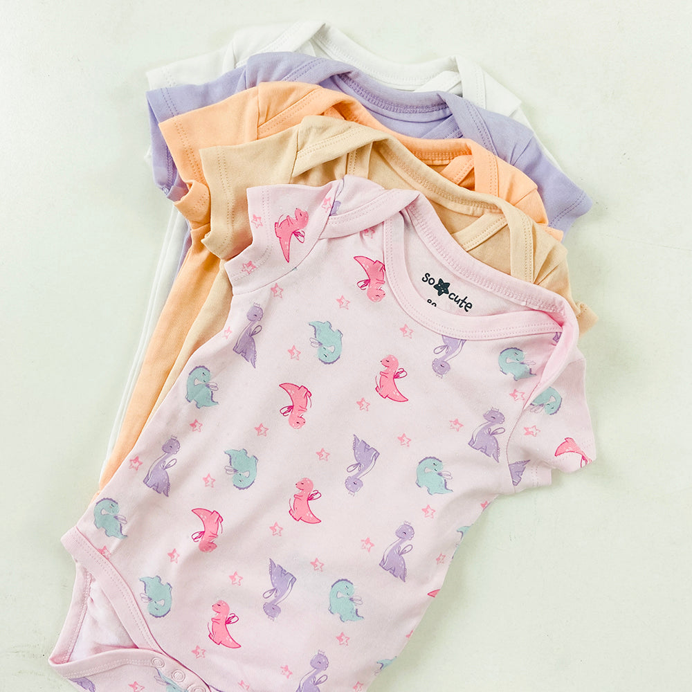 Pack of 3 Multicolor Half Sleeve Organic Cotton Baby Romper Combo