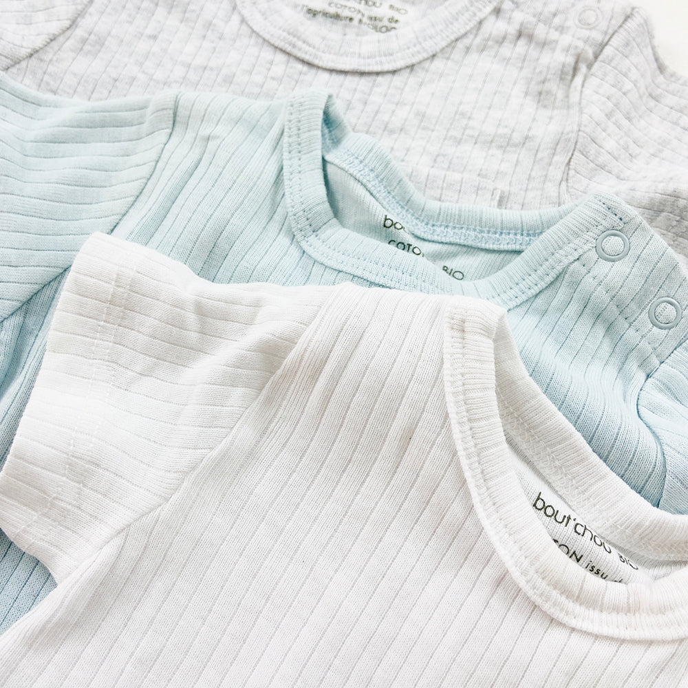 Pack of 3 Cotton Rib Half Sleeve Unisex Toddler Baby Romper