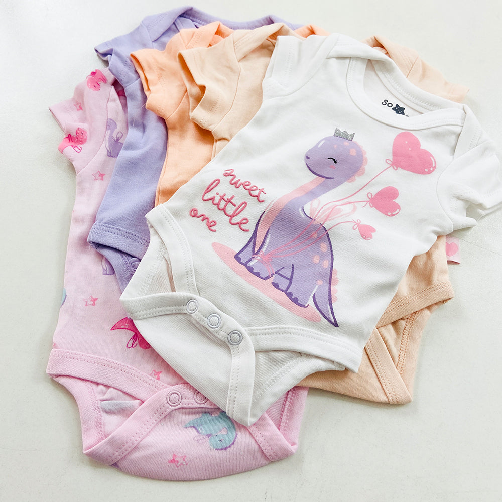 Pack of 3 Multicolor Half Sleeve Organic Cotton Baby Romper Combo