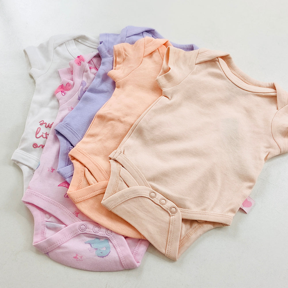 Pack of 3 Multicolor Half Sleeve Organic Cotton Baby Romper Combo