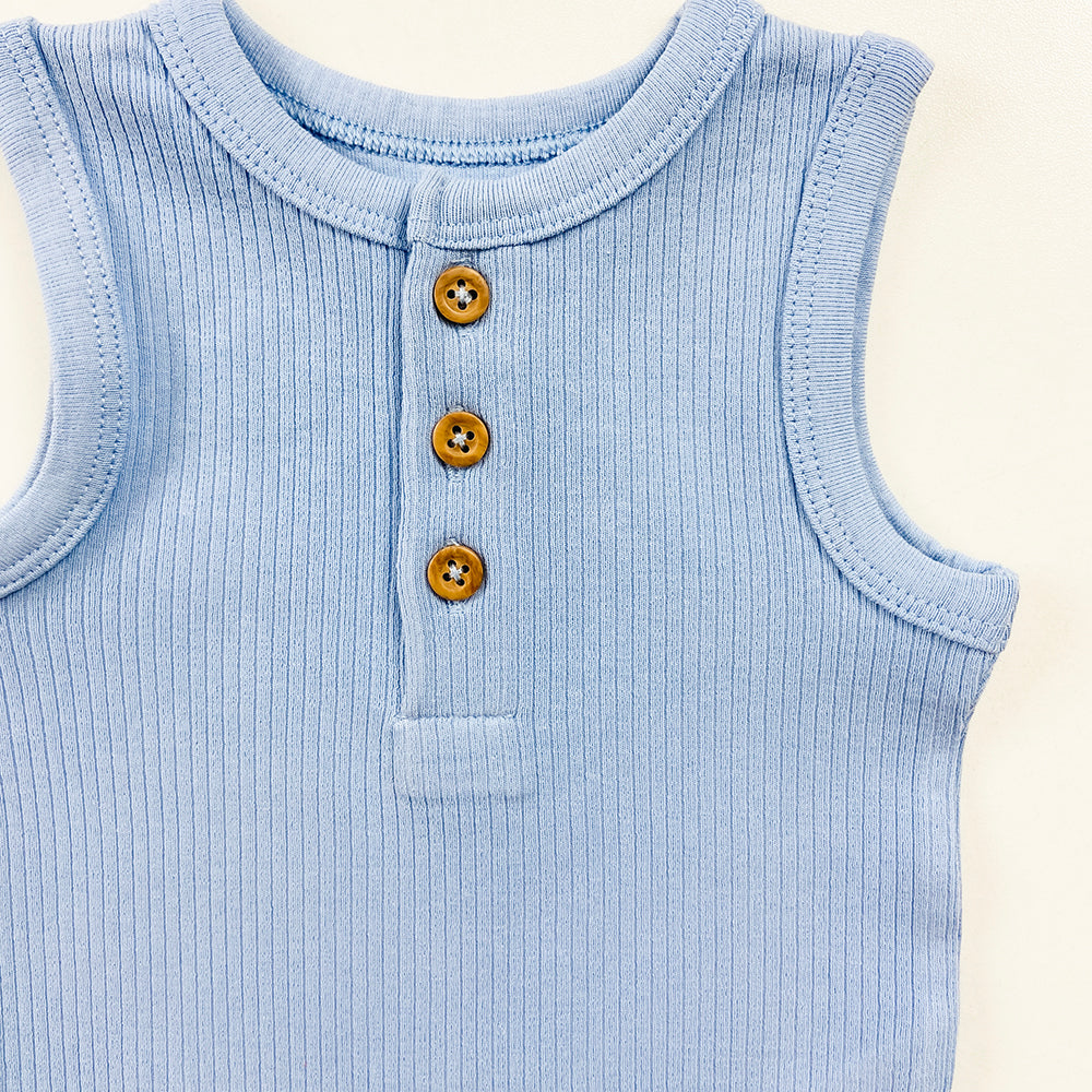 Infant and Toddler Baby Ribbed Sleeveless Cotton Romper Bodysuit