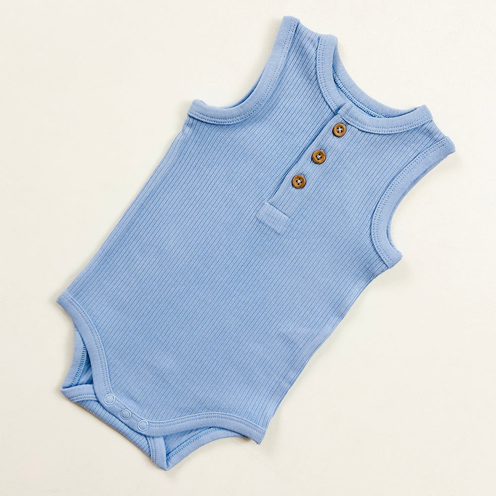 Infant and Toddler Baby Ribbed Sleeveless Cotton Romper Bodysuit