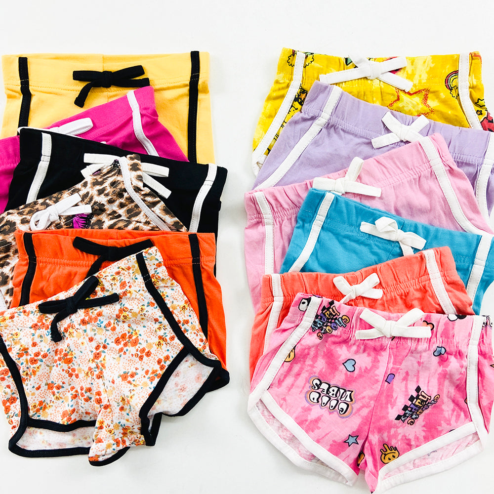 Pack of 4 Girls Multicolor Cotton Summer Shorts