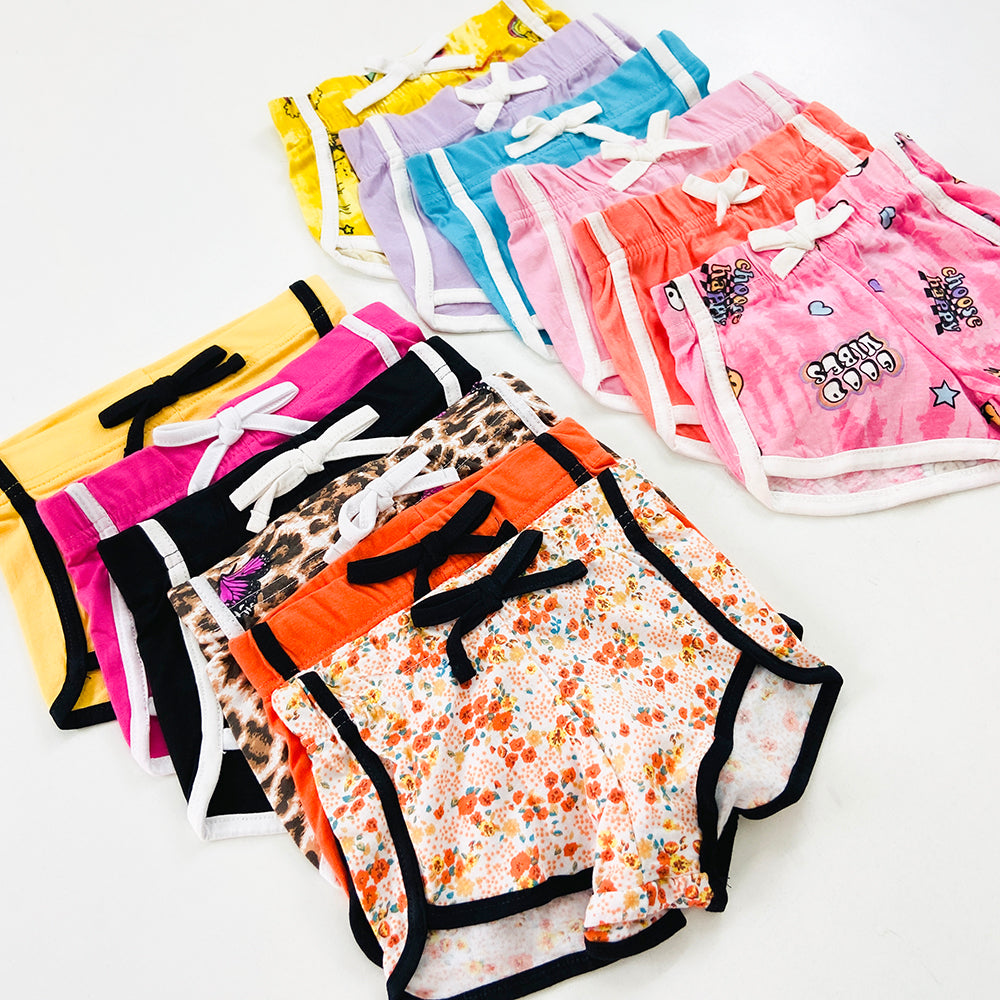 Pack of 4 Girls Multicolor Cotton Summer Shorts