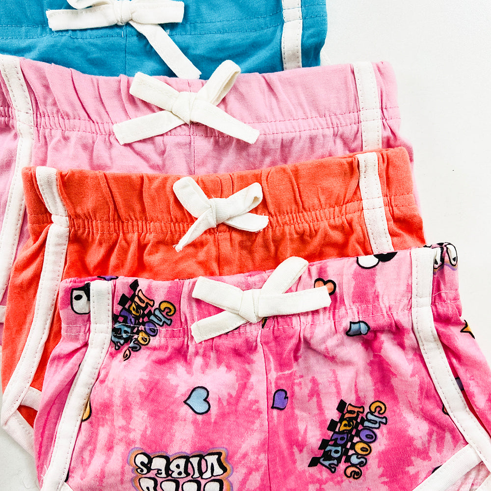Pack of 4 Girls Multicolor Cotton Summer Shorts