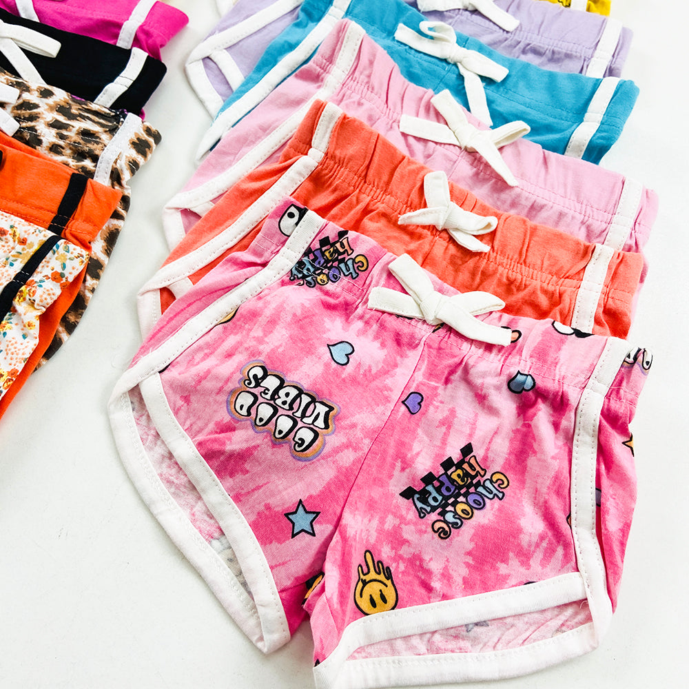 Pack of 4 Girls Multicolor Cotton Summer Shorts