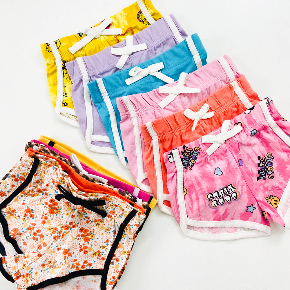 Pack of 4 Girls Multicolor Cotton Summer Shorts