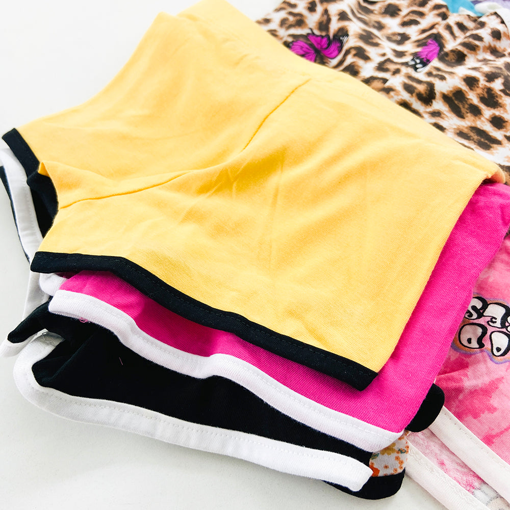 Pack of 4 Girls Multicolor Cotton Summer Shorts
