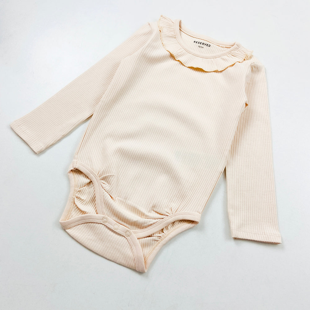 Girls Premium Full Sleeve Designed Ribbed Romper