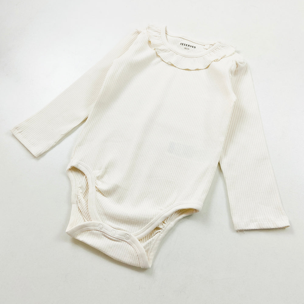 Girls Premium Full Sleeve Designed Ribbed Romper
