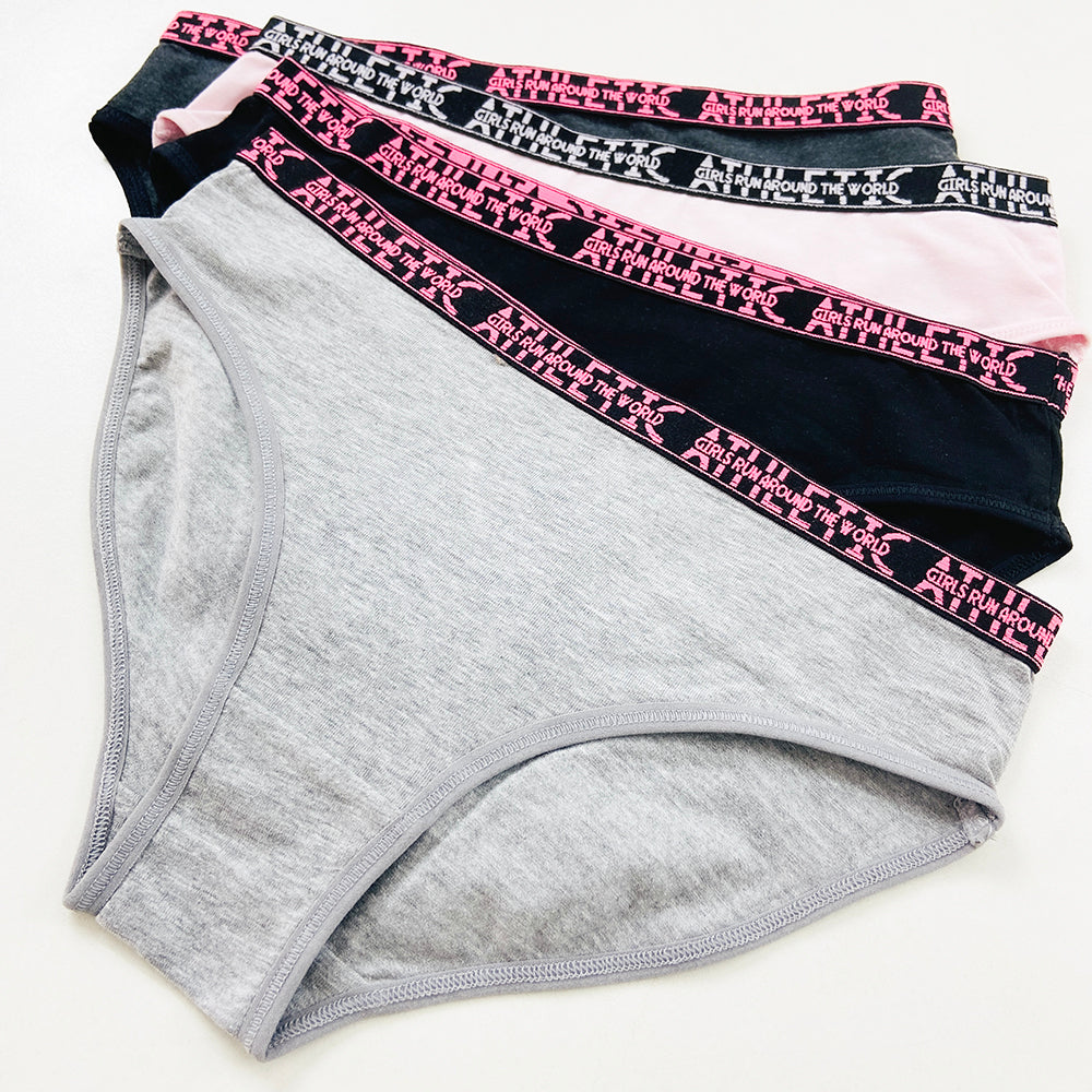 Pack of 3 Girls' Mid Rise Cotton Panties